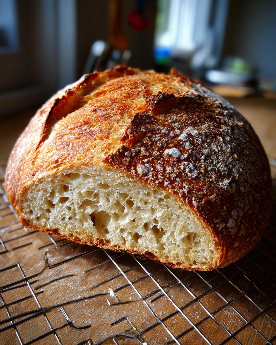 A freshly baked loaf of Italian bread, cut in half to show the airy, open crumb and golden, rustic crust.